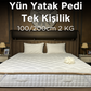 Yün Yatak Pedi Tek Kişilik 100.200 2 KG Merinos Kuzu Yünü