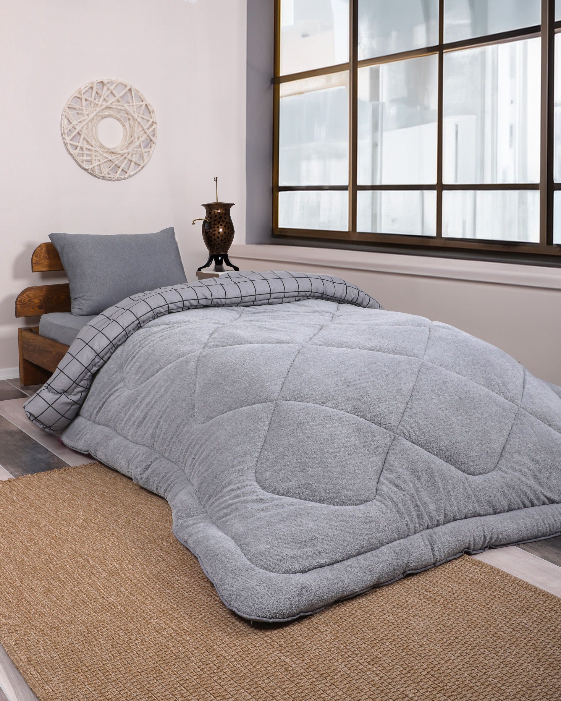 Wellsoft Tek Kişilik Yorgan | Gri Gri 155x215cm