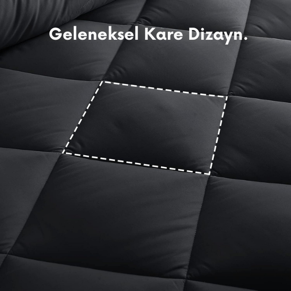 Pamuklu Lüks Çift Taraflı Çift Kişilik Yorgan | Gri Siyah 195x215cm