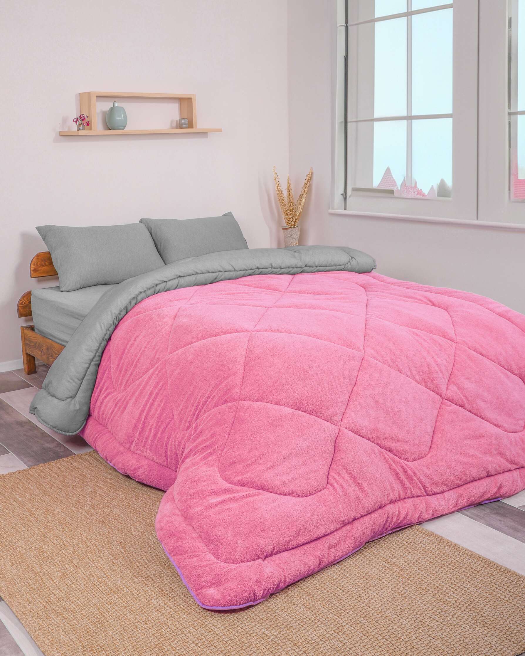 Wellsoft Çift Kişilik Yorgan | Pembe Gri 195x215cm