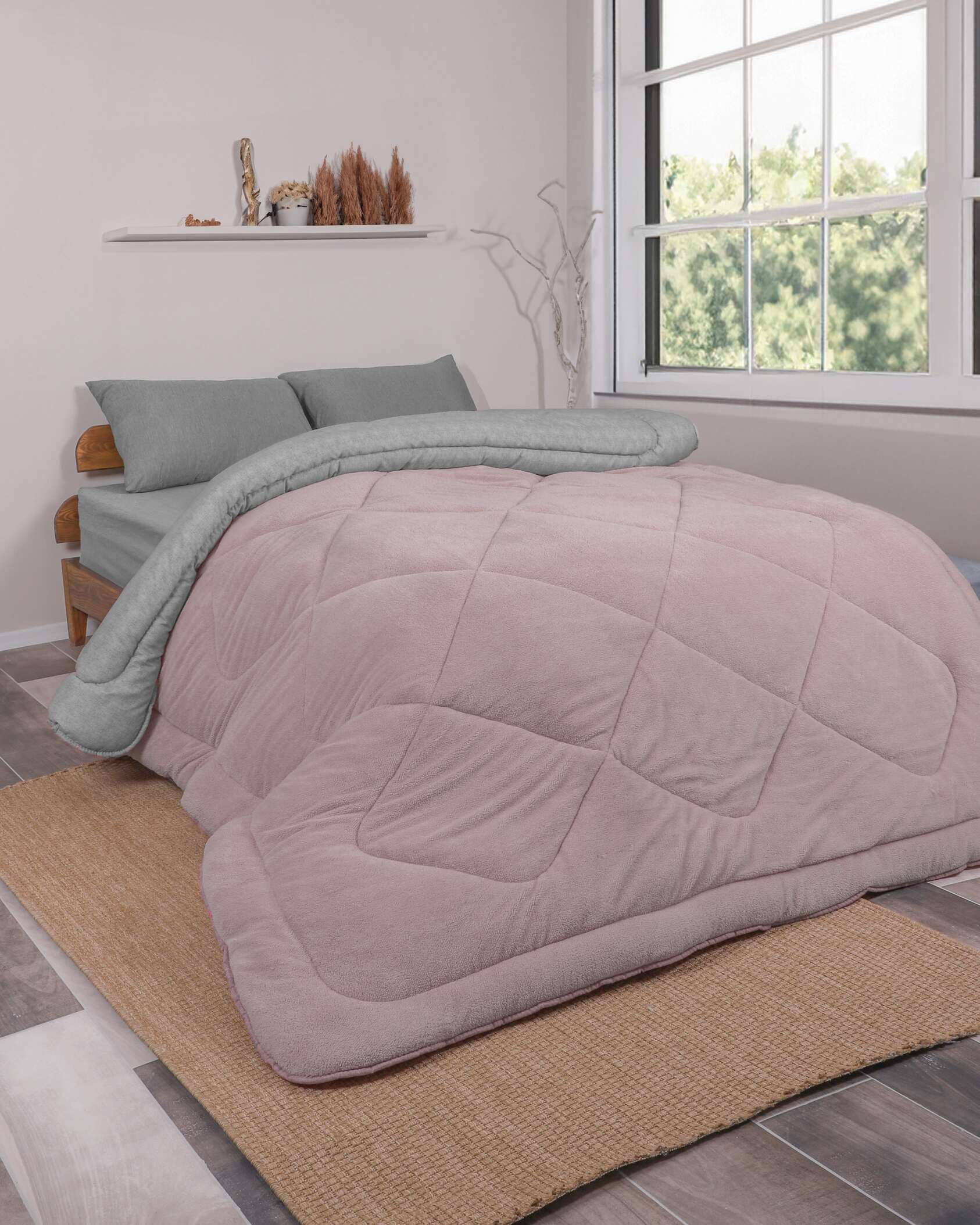 Wellsoft Çift Kişilik Yorgan | BalKüpü Gri 195x215cm