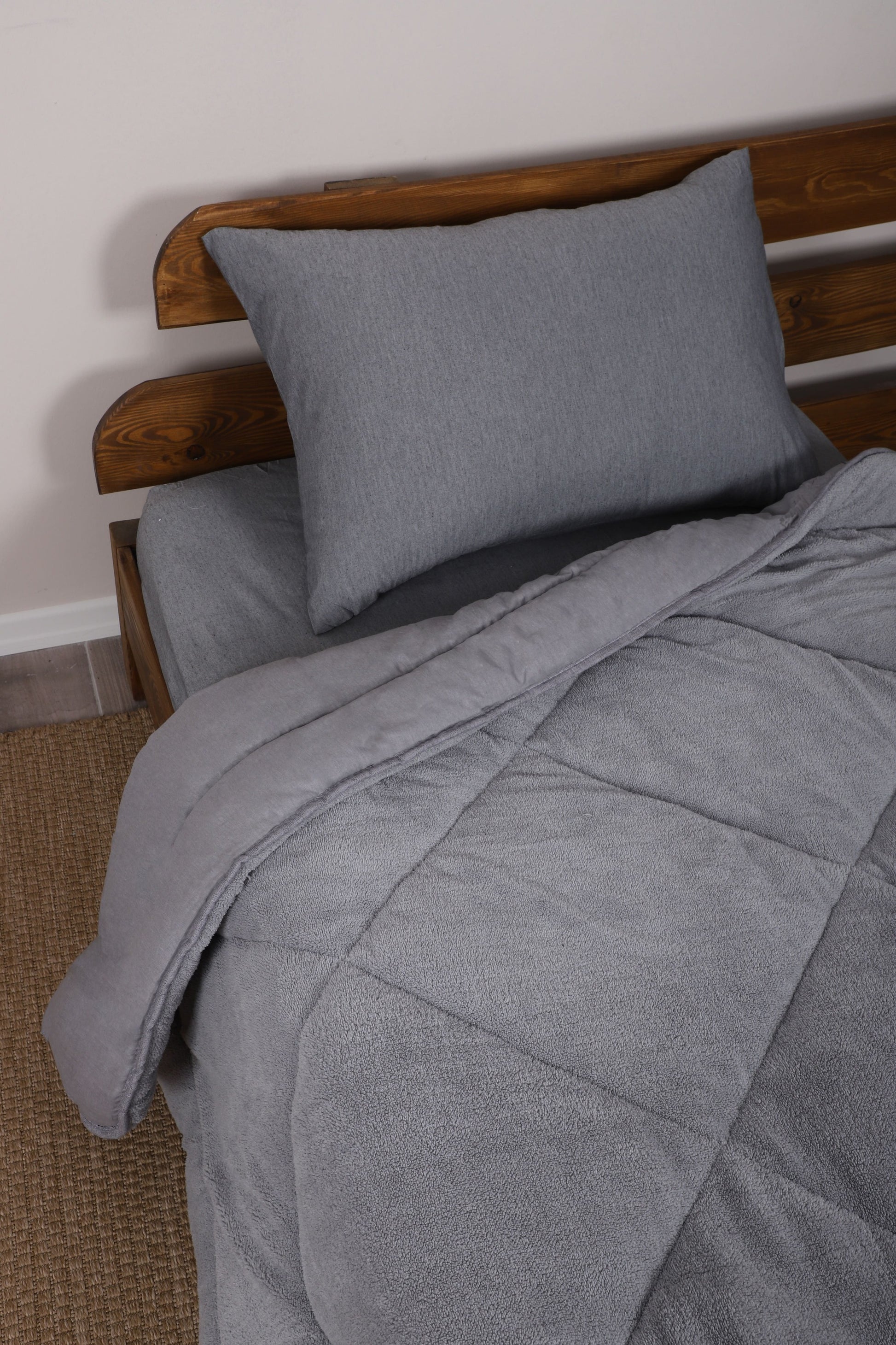 Wellsoft Tek Kişilik Yorgan | Gri Gri 155x215cm