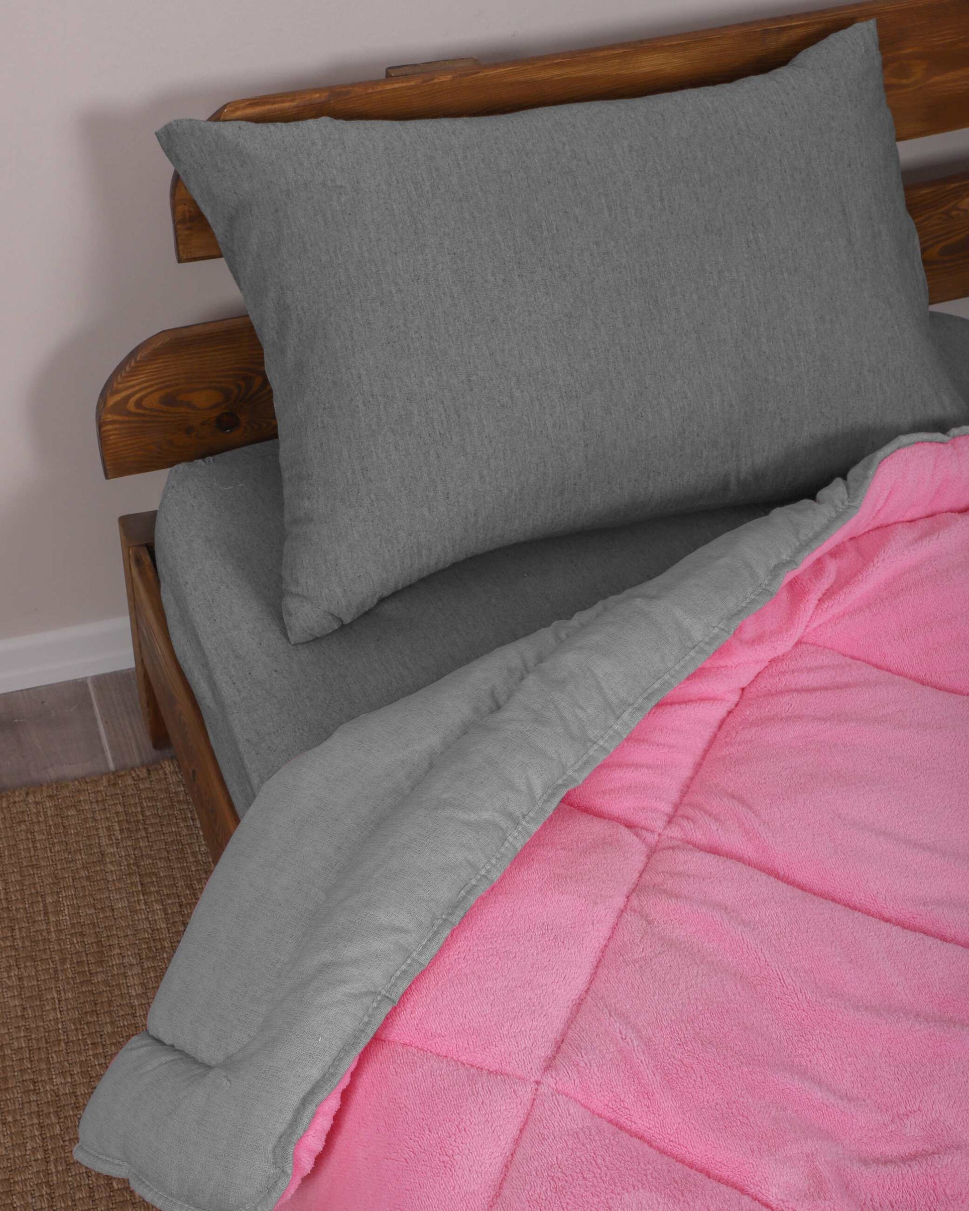 Wellsoft Tek Kişilik Yorgan |Pembe Gri 155x215cm